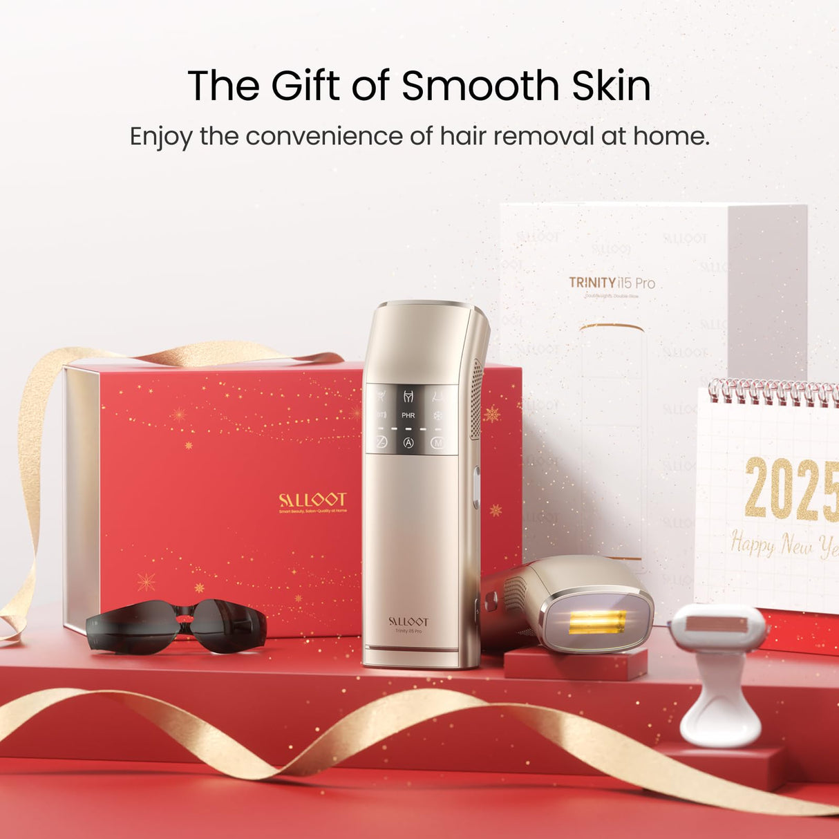 Dual Lights 100W, Quadruple-Pulse IPL Laser Hair Removal, Comfort 16.6 cm² Sapphire Ice-Cooling 35°F, PHR Mode for Stubborn Hair, Effective, Hair Removal Device for Women and Men (Light Champagne)