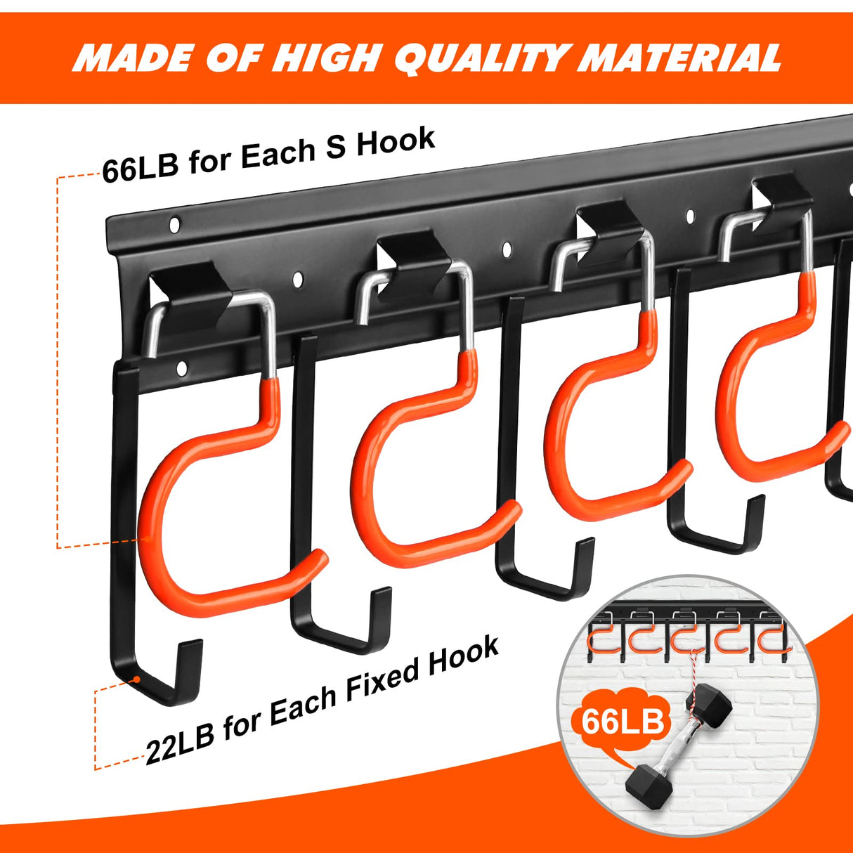 TVKB 34'' All Metal Garden Tool Organizer Wall Mount Garage Organizers and Storage with Hooks Tool Hangers for Shed