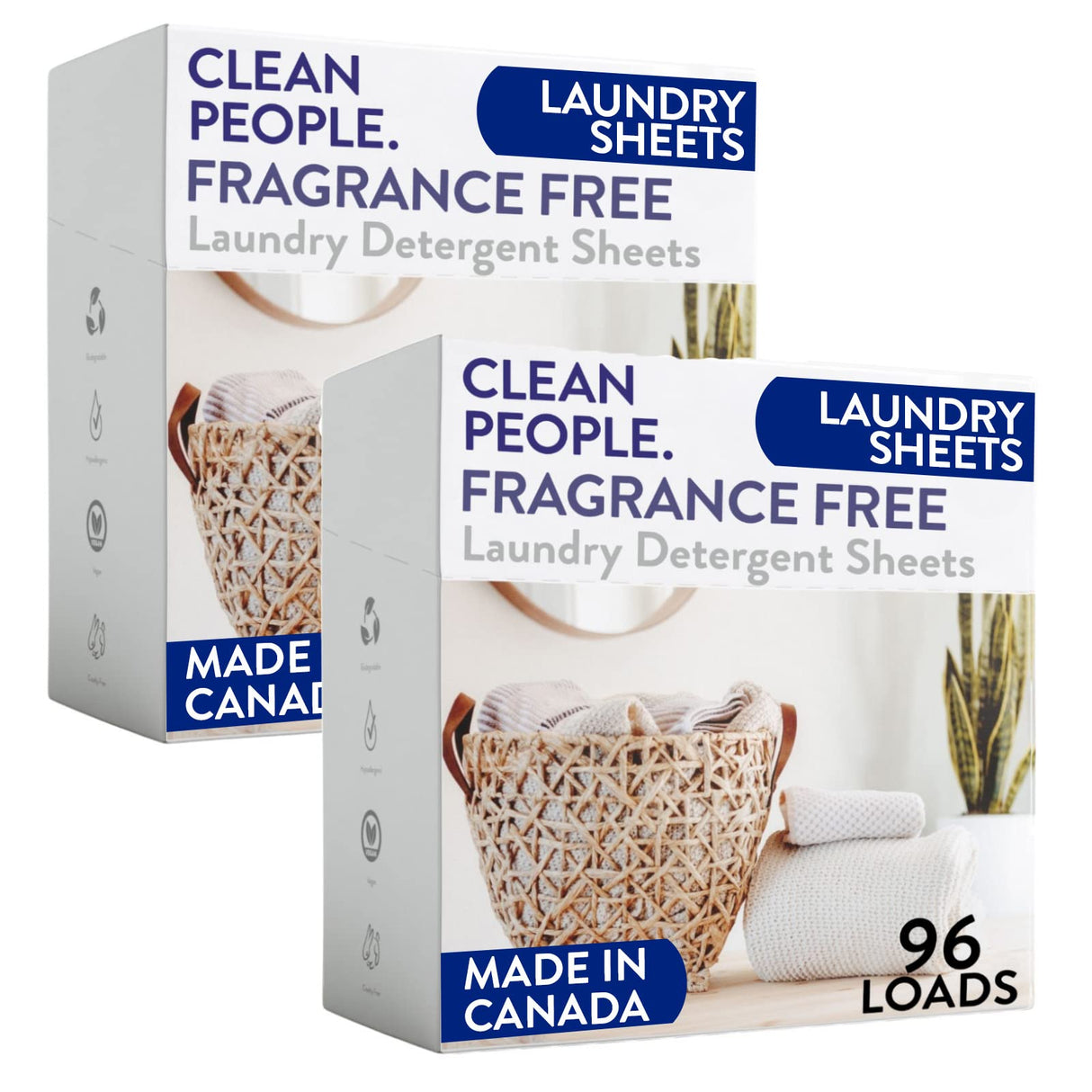 The Clean People Fragrance Free Laundry Detergent Sheets - Laundry Soap - Ultra Concentrated, Recyclable Packaging, Stain Fighting - Fragrance Free, 192 Pack