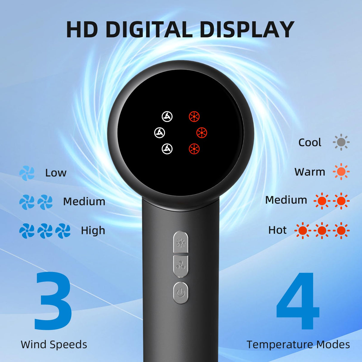 Hair Dryer, High Speed Hair Dryer,160000RPM Professional Blow Dryer 500 Millions Negative Ionic Care Fast Drying Ionic Blow Dryer, Thermo-Control Low Noise with Magnetic Nozzle & Diffuser, Black