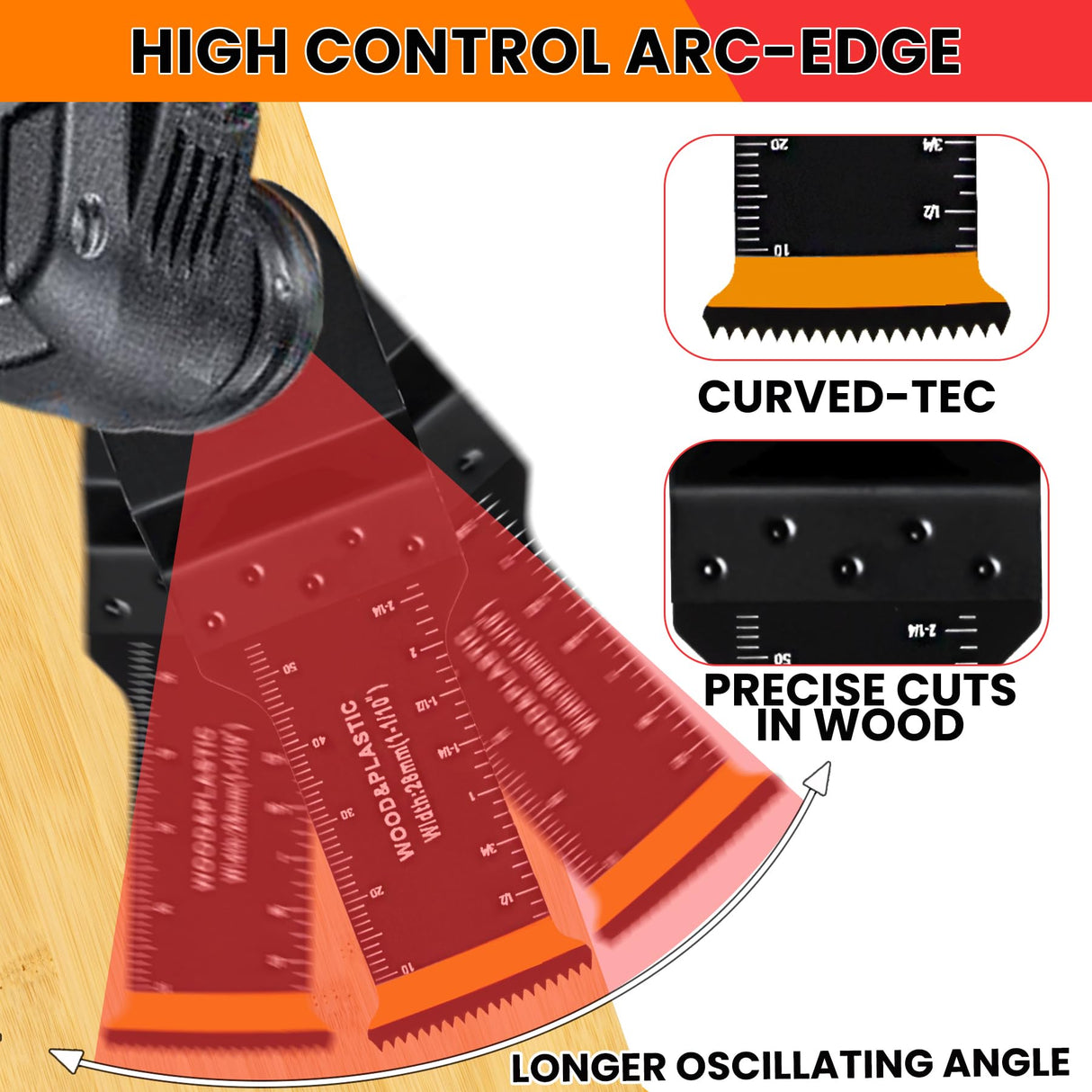 CONNOO 86 Pack Oscillating Saw Blades with Case, Arc Edge Multitool Blades, Oscillating Tool Blade, Bi-Metal for Wood/Metal/Plastic Kits Fit for Ryobi