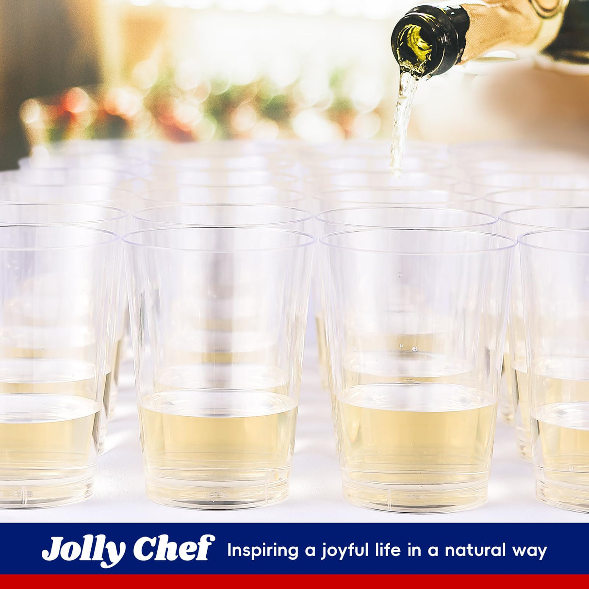 JOLLY CHEF 12 oz Clear Plastic Cups, 100 Pack Heavy-duty Party Glasses, Disposable Plastic Cups for Halloween,Thanksgiving Day, Christmas Party