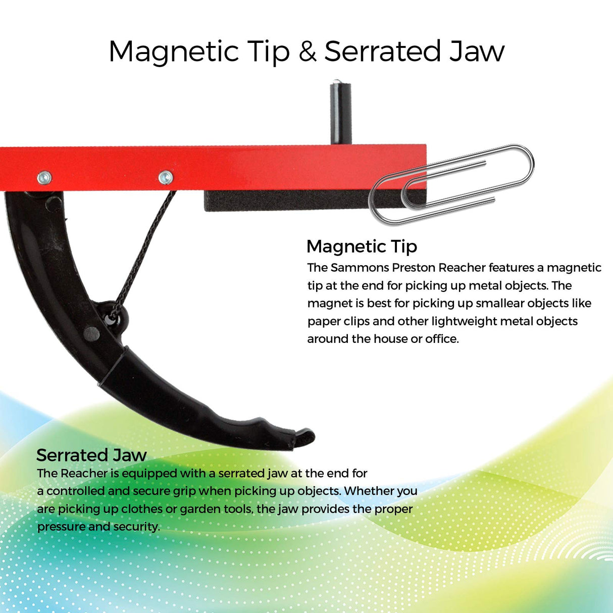 Sammons Preston Reacher, Red, 26 Inch, Grabber Reacher Tool, Lightweight Trash Picker Grabber & Garden Nabber, Handy Aluminum Picker Up Tool & Reaching Claw, Portable Reaching Assist & Dressing Tool