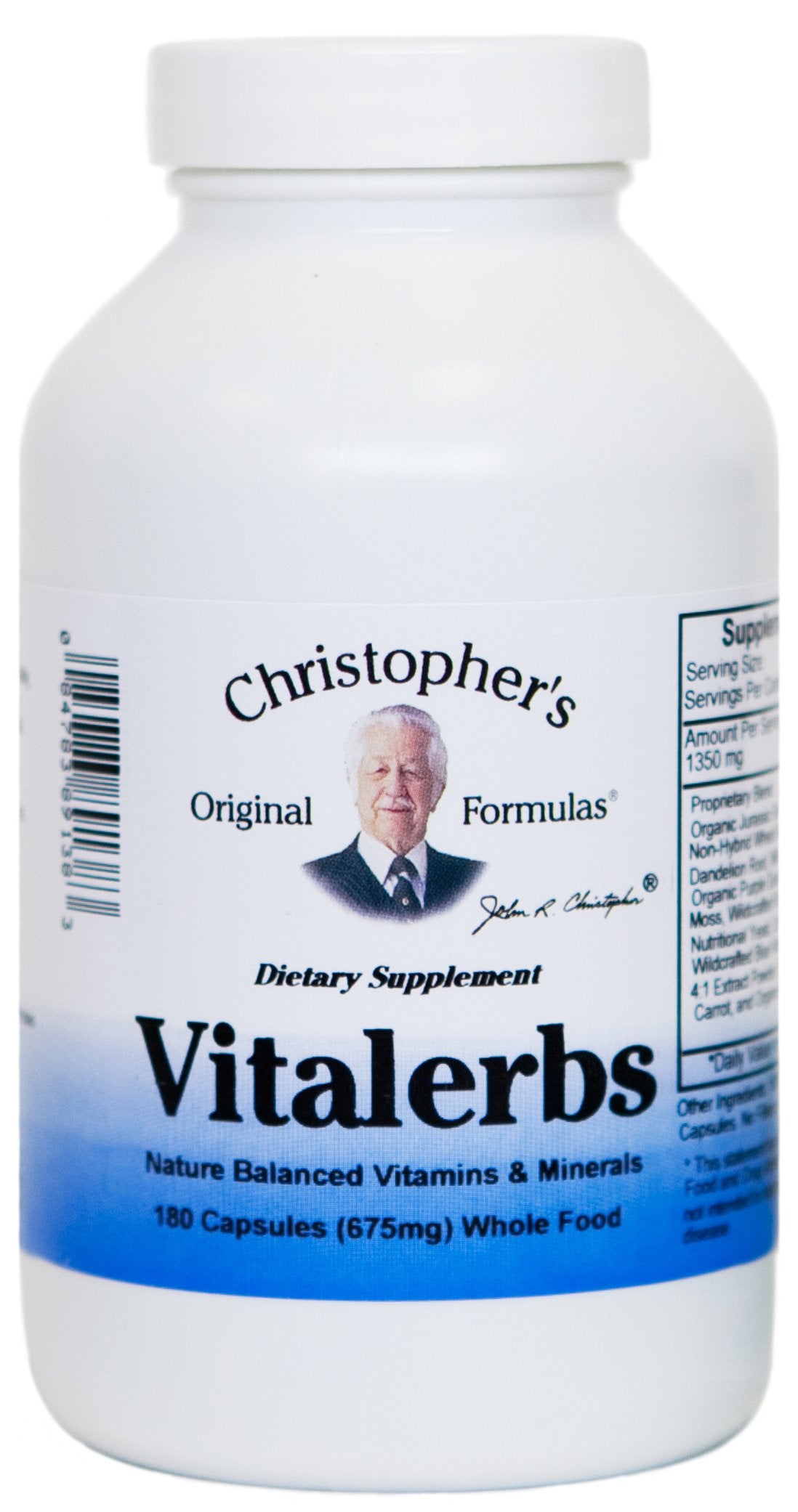 Christopher's Original Formulas Vitalerbs, Nutrient-Rich Herbal Supplement, 180 Veg Caps