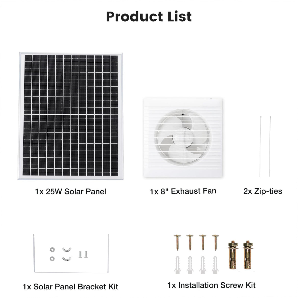 Fanspex Solar Exhaust Fan, Solar Powered Vent Fan Kit for Outside Greenhouse Shed Chicken Coop (8" Fan)
