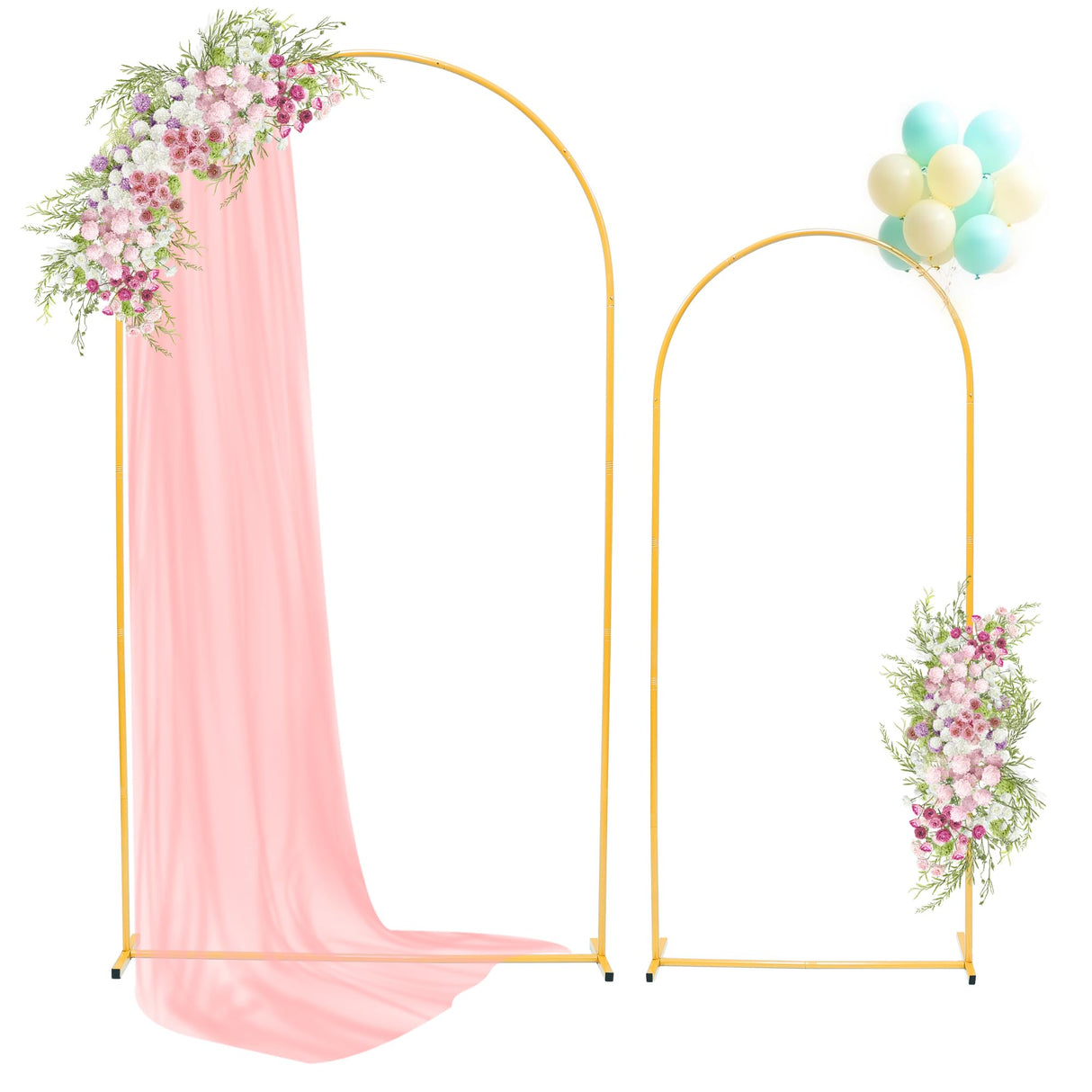 Toodour Arch Backdrop Stand 7.2FT, 6FT Set of 2 Gold Metal Wedding Balloon Arch Stand for Birthday Anniversary Graduation Ceremony Opening Ceremonies Christmas New Year Garden Decorations