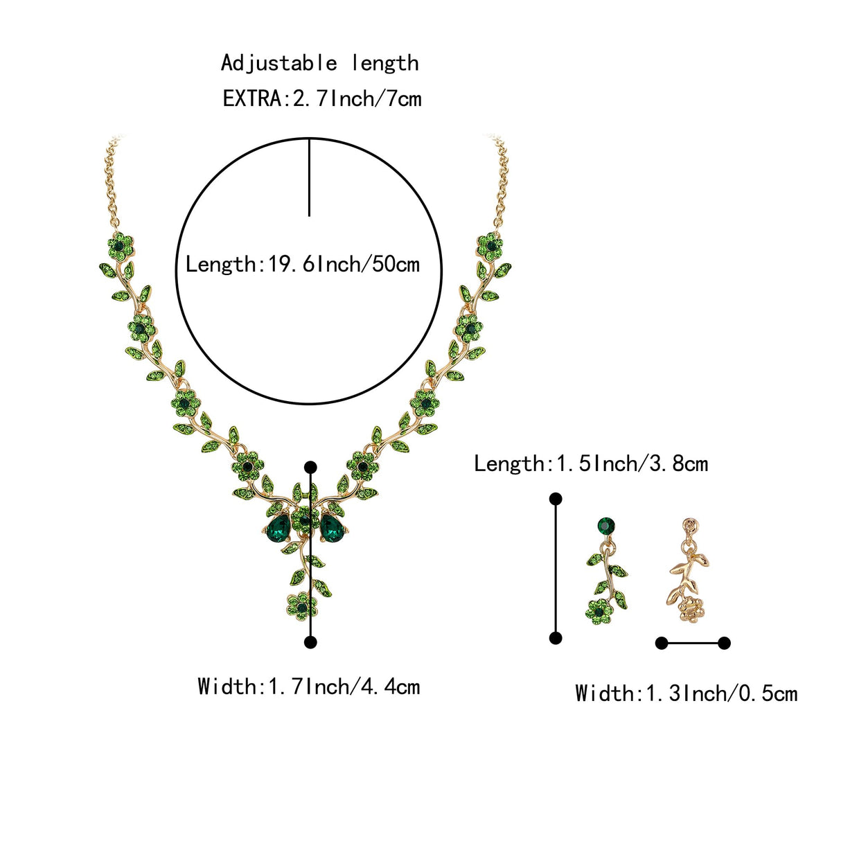 BriLove Wedding Jewelry Set for Women Bride,Prom Accessories Emerald Color