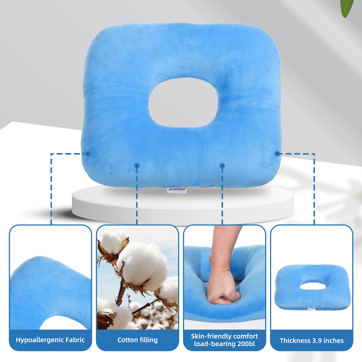 wefaner Donut Pillow Tailbone Pain Relief Cushion Bed Sores,Butt Donut Pillow Anti-Decubitus Pad-Breathable for Hemorrhoids,After Surgery,Pregnancy, Pressure Sores.
