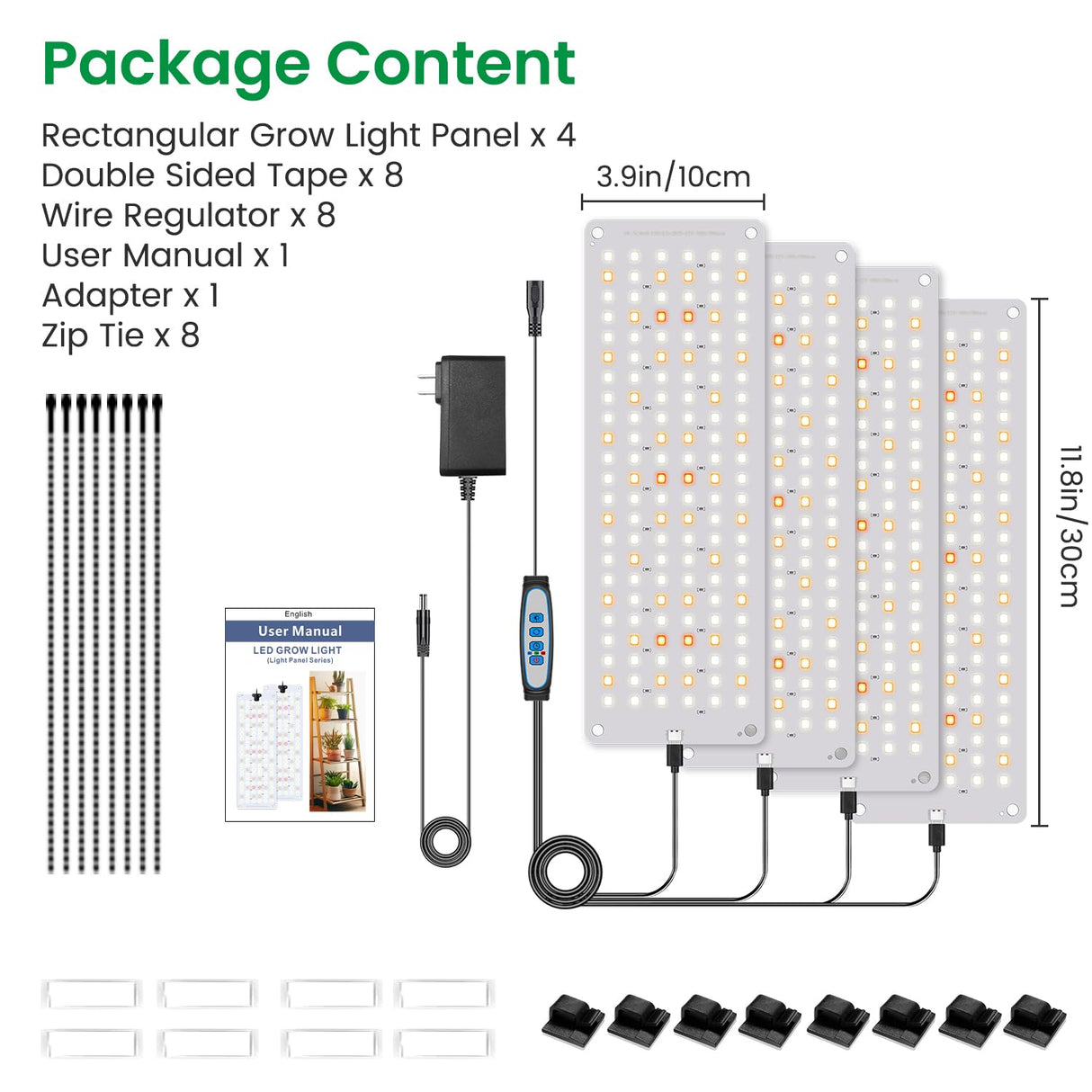Aumtrly Seed Starting Grow Light, 552 LED Full Spectrum Plant Lamp 4 Panel