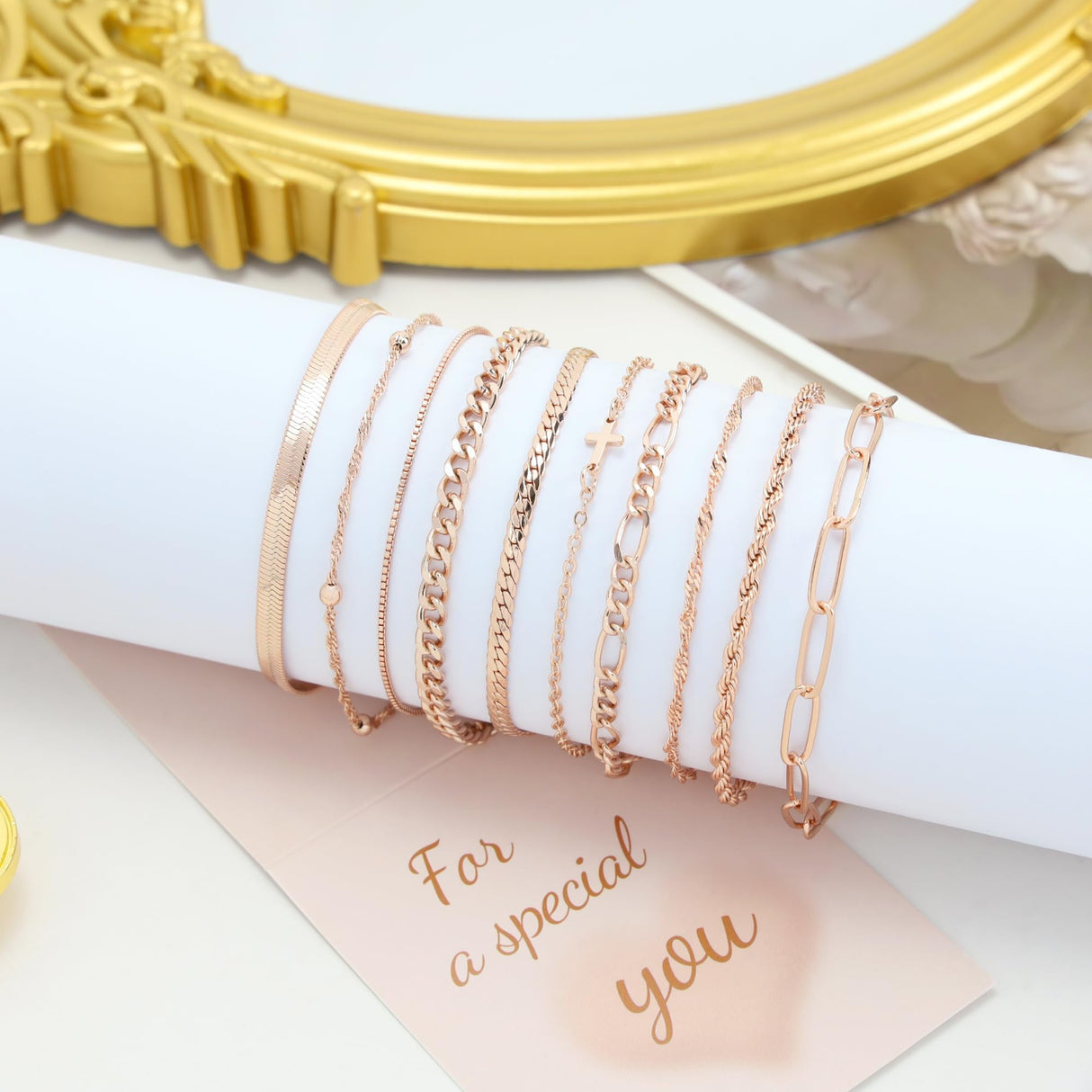 XIANNVXI 10pc Rose Gold Bracelets for Women