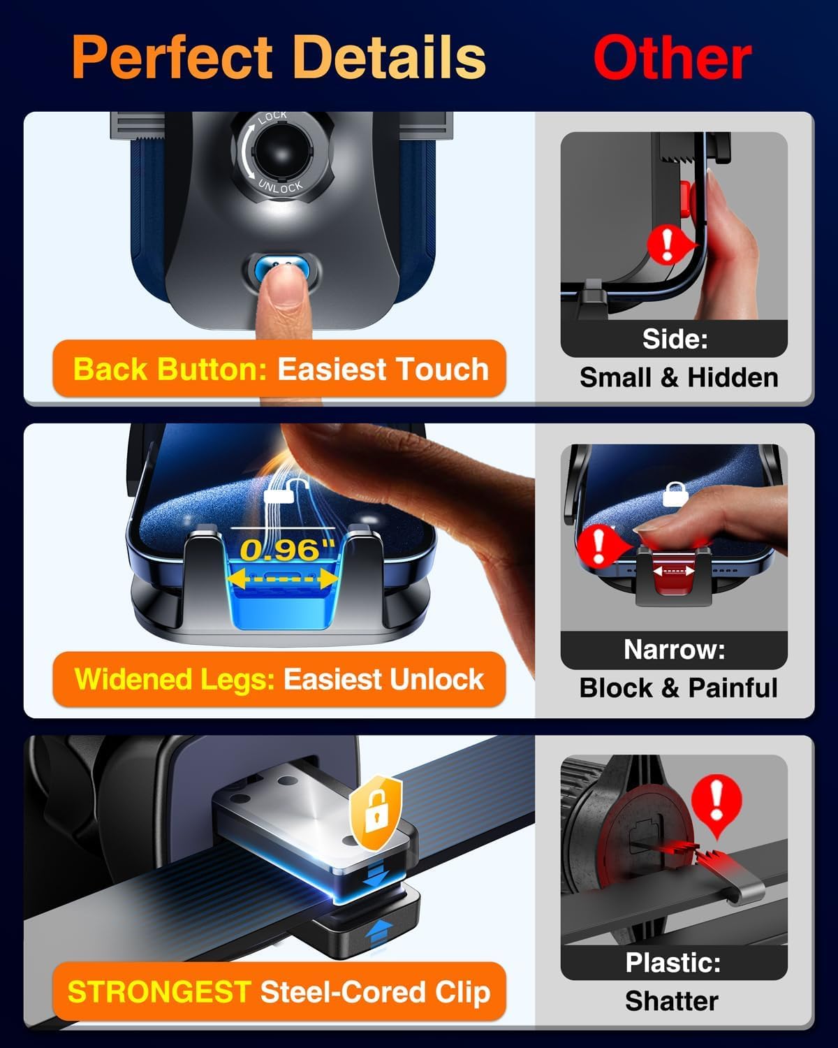 VANMASSใ85+LBS Strongest Suction & Military-Grade Ultimate Car Phone MountใPatent Safety Certsใ Cell Phone Holder for Dash Windshield Vent for iPhone 18 17 Pro Max Automobile Interior Sets, Ink Black