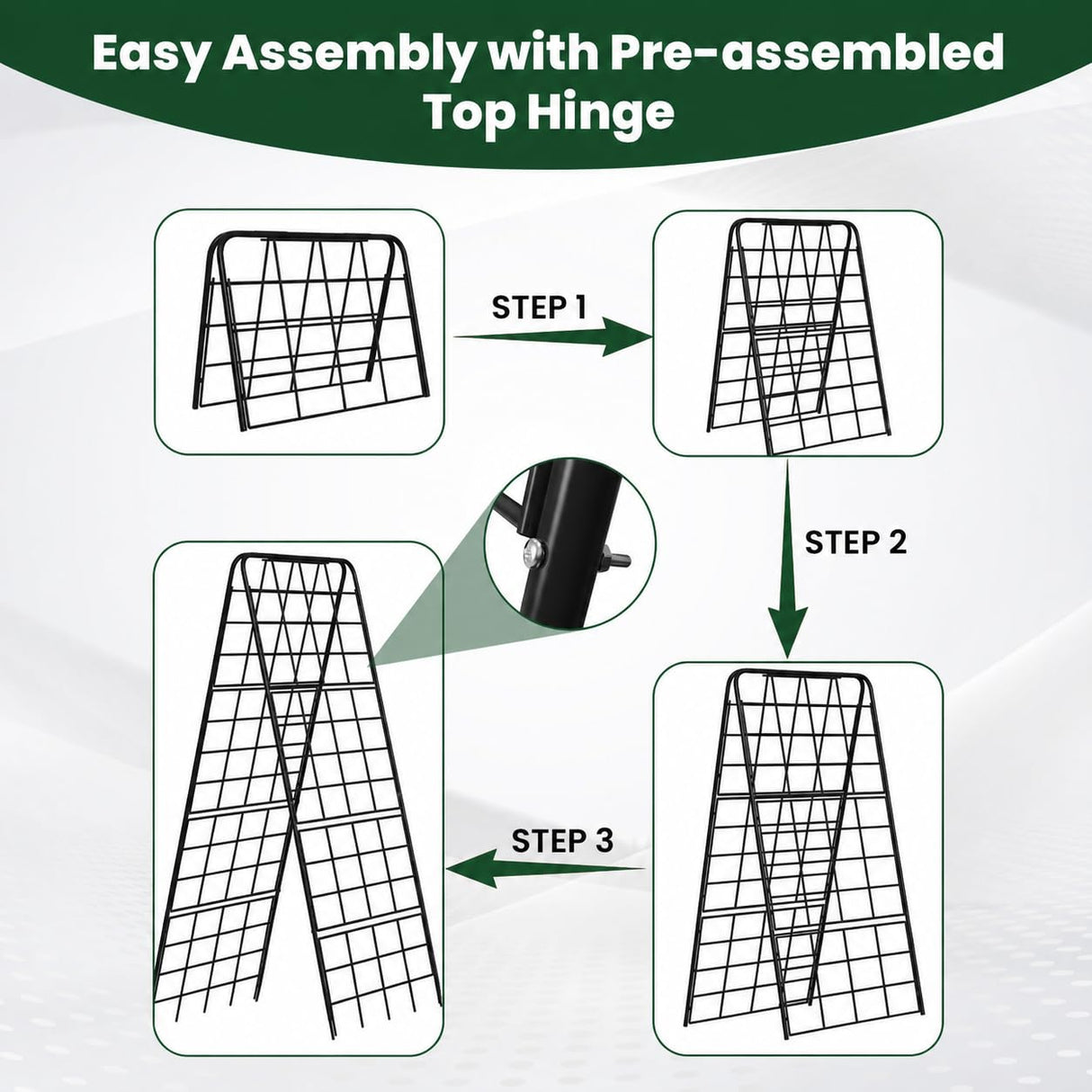 A-Frame Cucumber Trellis for Raised Bed, 50"x 16" Adjustable Heavy Duty Metal Garden Trellis for Climbing Plants Outdoor, Plant Support for Tomatoes Pea Bean Grape Vining Vegetables (2 Pack)