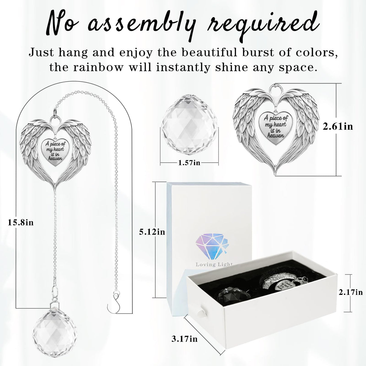 AurLova Memorial Sympathy Gifts for Loss of Loved One, in Memory of Loved One Gifts, Bereavement Remembrance Grief Gift for Loss of Mom Husband Son Daughter Dog, Christmas Memorial Suncatcher