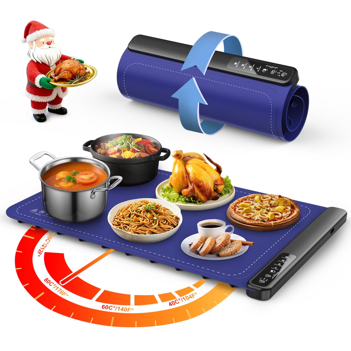 Warming Mat for Food,Food Warming Trays with 4 Temperature Levels - 8-Second Fast Heating Electric Warmer for Buffet, Parties and Holiday Gifts