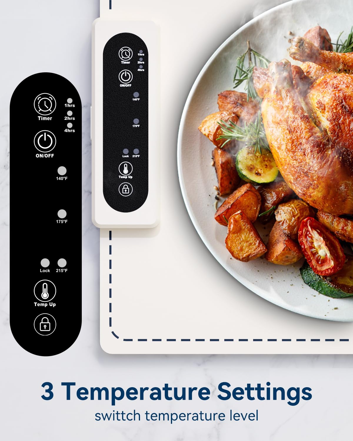 Electric Warming Tray, Negative ion Food Warming Mat, Full Surface Heating Rollable & Portable, Premium Silicone Nano-Material, 3 Modes- Versatile Food Warmer for Gatherings, Parties, Christmas