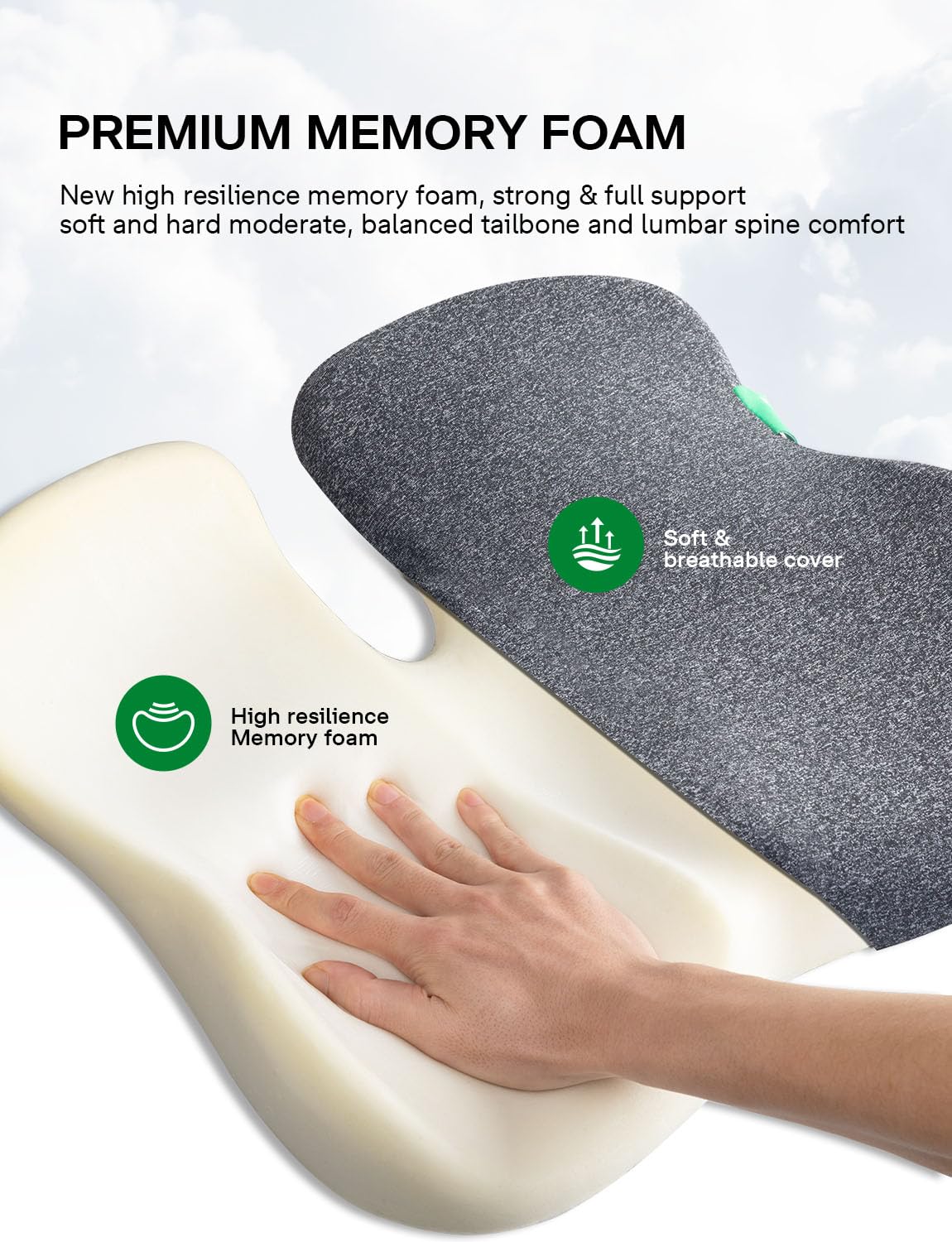 Medisana Seat Cushion - SC 100 Memory Foam Seat Cushions for Office Chairs, Car Seat, Wheelchair - Sciatica & Tailbone & Coccyx Pain Relief Pillow for Driver Sedentary People
