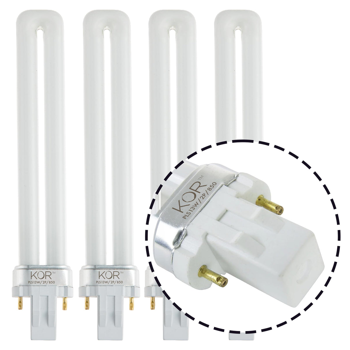 (Pack of 4) 13W CFL Light Bulbs – Single Tube, 2-Pin GX23 Base, 5000K Bright White – Compatible with Sylvania CF13DS/850, Philips PL-S 13W/850, GE F13BX/850