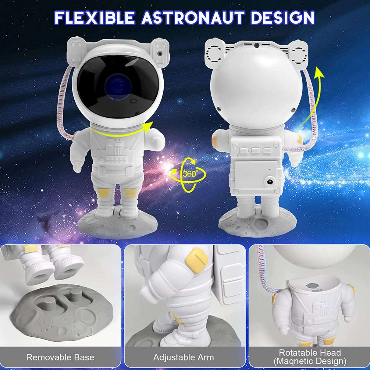 SFOUR Astronaut Galaxy Projector Night Light,Lights for Bedroom,Kids Room Decor Aesthetic, Adjustable Head Angle,Gift for Kids Adults Home Party Ceiling Decor,Christmas Gift