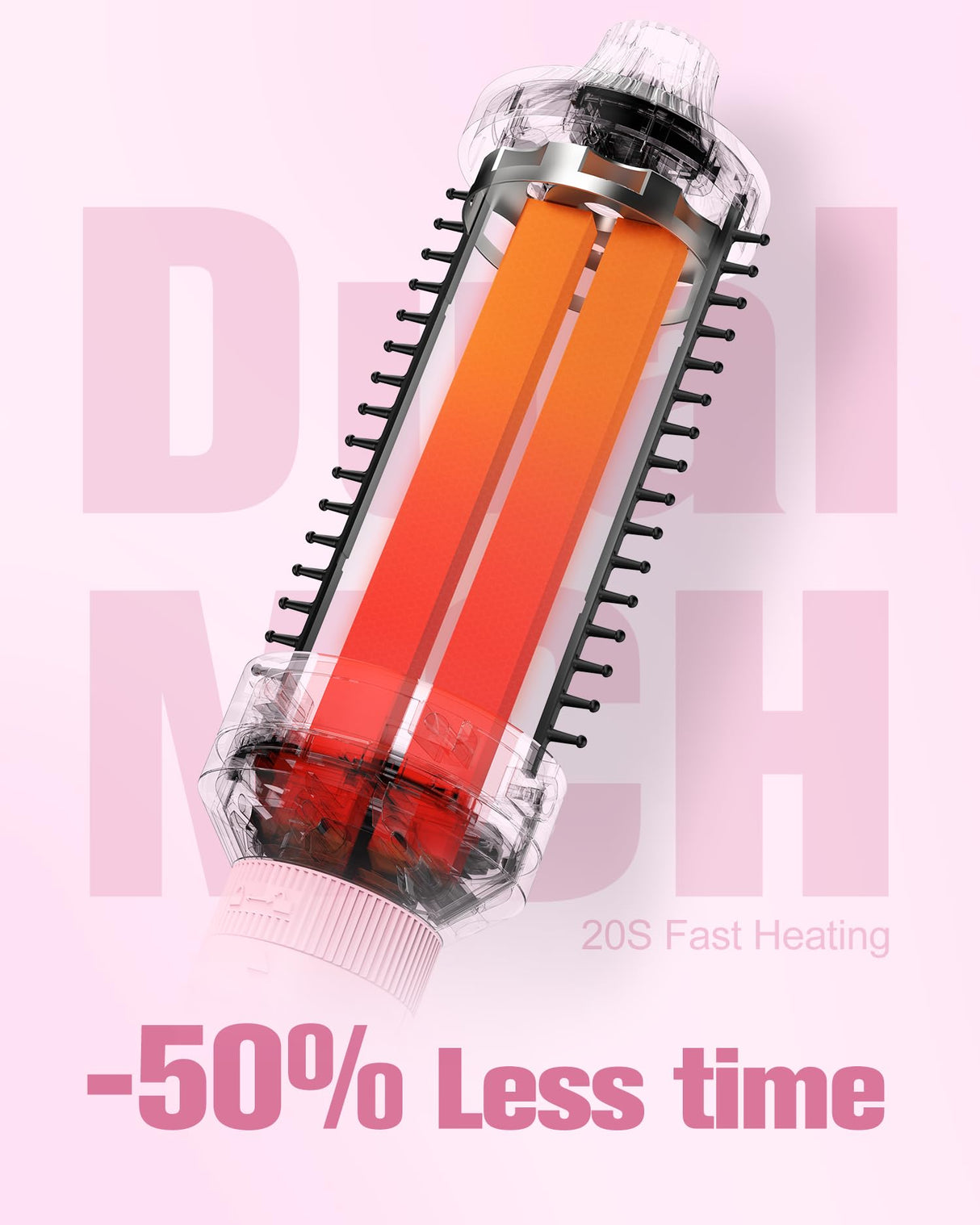 Farery PRO 3-in-1 Thermal Brush Set - Adjustable Temperature, Detachable Curling Brush Heads (1.25", 1.5", 1.77"), Dual MCH, 20s Fast Heating for Quick Volume & Effortless Curls, Rose Pink