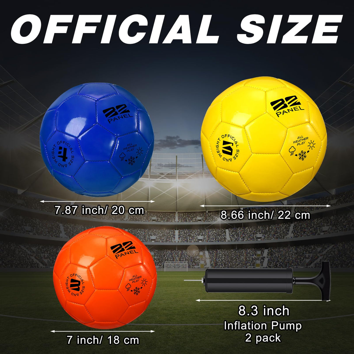Glimin 6 Pcs Operation Christmas Soccer Ball Bulk with Pump Needles, Official Deflated Soccer Ball Gift for Youth Adult Game Training Practice Christian Charity Donation(Bright Color,Size 4,Fresh)
