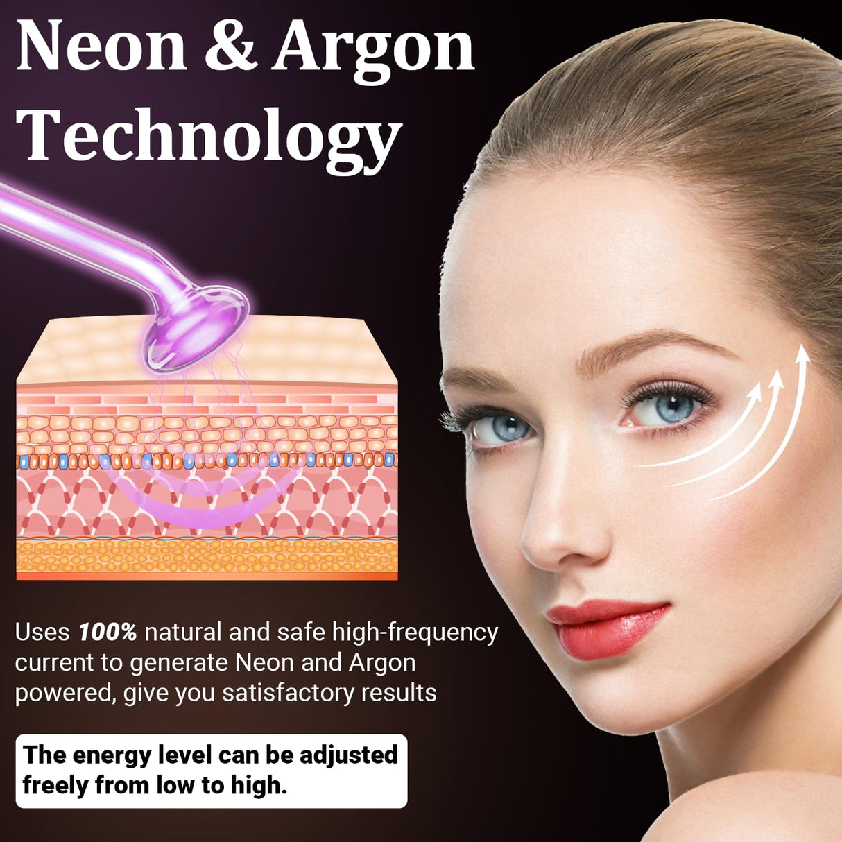 High Frequency Facial Wand - UUPAS Portable High Frequency Facial Machine with 6 Pcs Different Tubes(Orange & Purple)