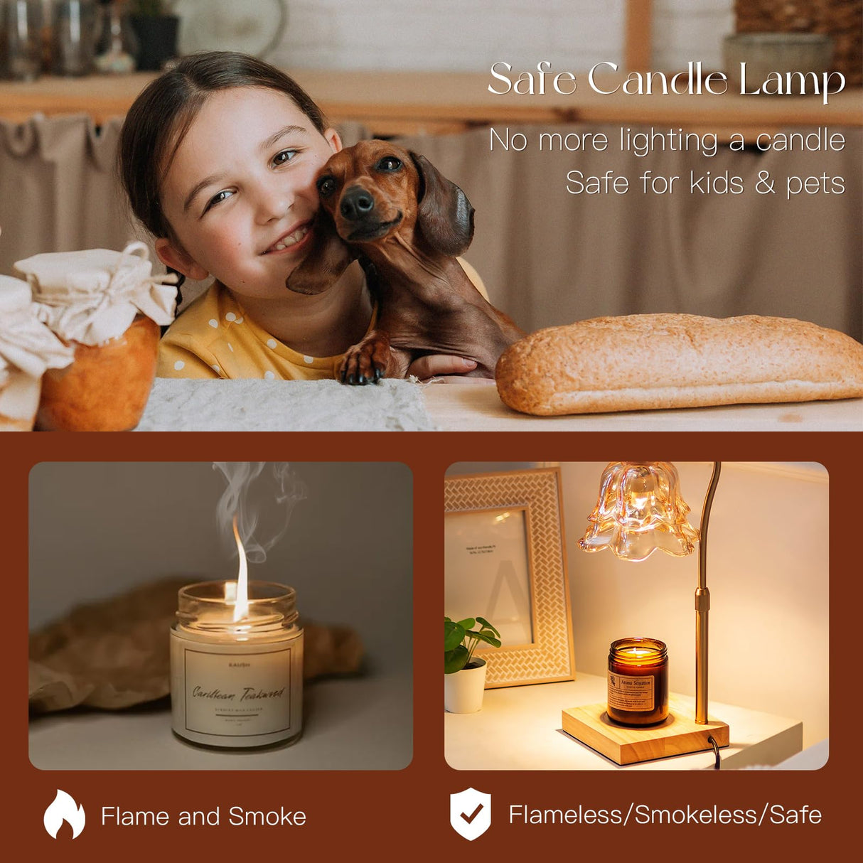 Candeldo Candle Warmer Lamp with Timer: Flower Gold Candle Lamps Height Adjustable Wax Melt Home Decor House Warming Christmas Gift Mom Gift for Women