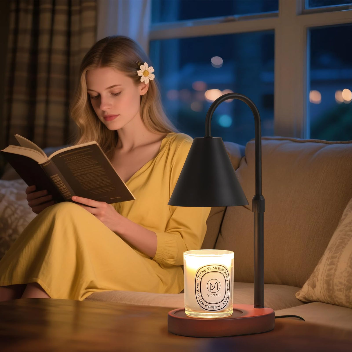 MEIXISUE Black Candle Warmer Lamp with Timer and Dimmer,Mother's Day/Birthday/Christmas Gifts for Mom/Wife,Electric Wax Melt Warmer,Home Decor,Scented Jar Lamp,Adjustable Height,with 2 Bulbs