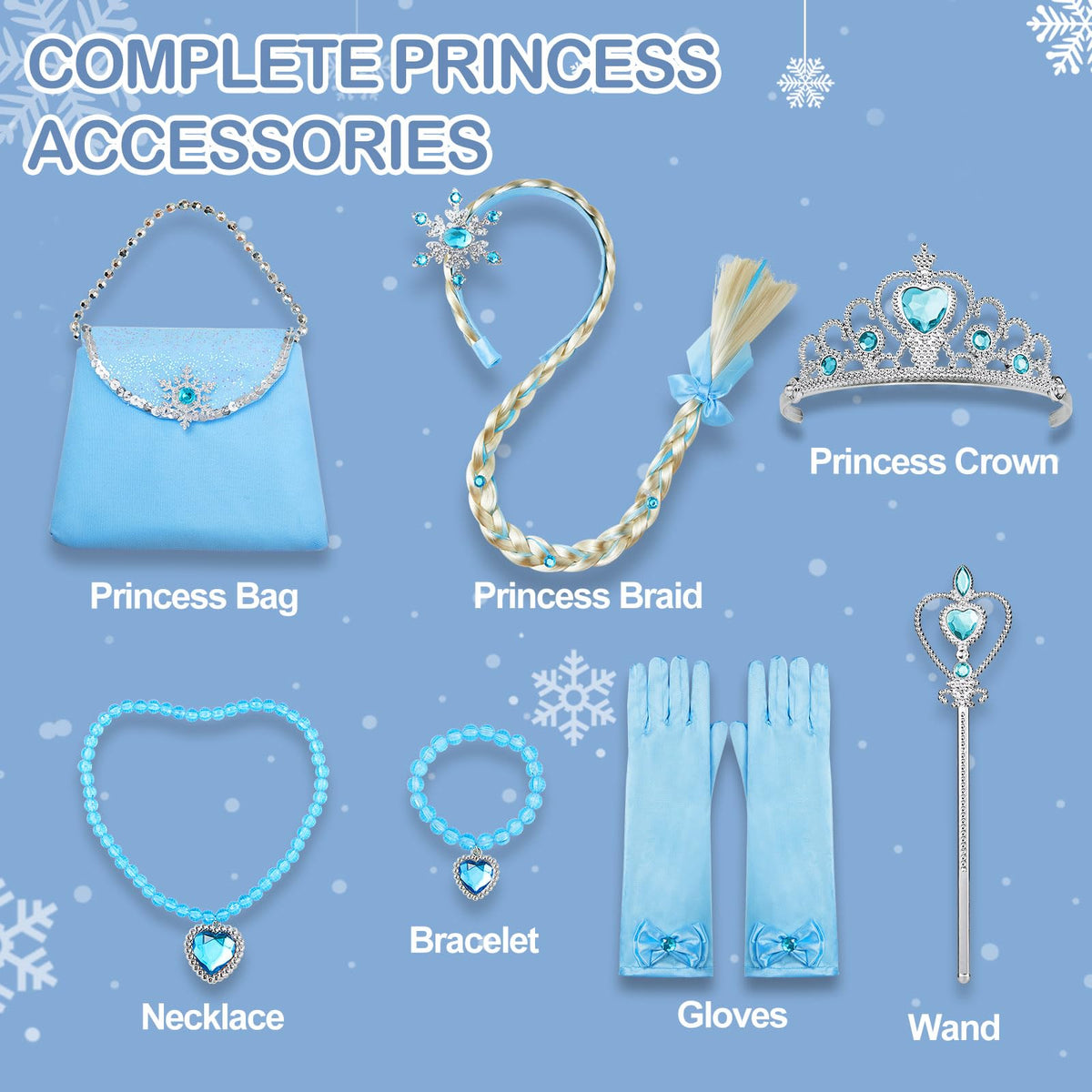 Davvew Princess Dresses for Girls Halloween Light Up Princess Costume for Little Girls Christmas Toddler Princess Dress Up Clothes