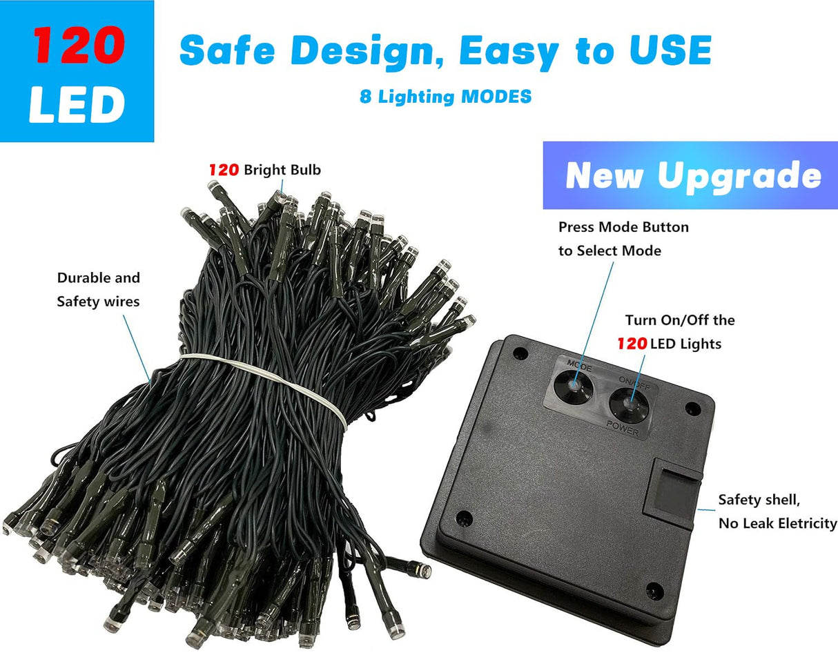 2PK 240LED 95FT Solar Christmas String Lights Outdoor Waterproof | Solar Christmas Tree Lights With 8 Lighting Modes Solar Light Outdoor For Xmas Party Garden Tree Christmas Decorations (Warm White)