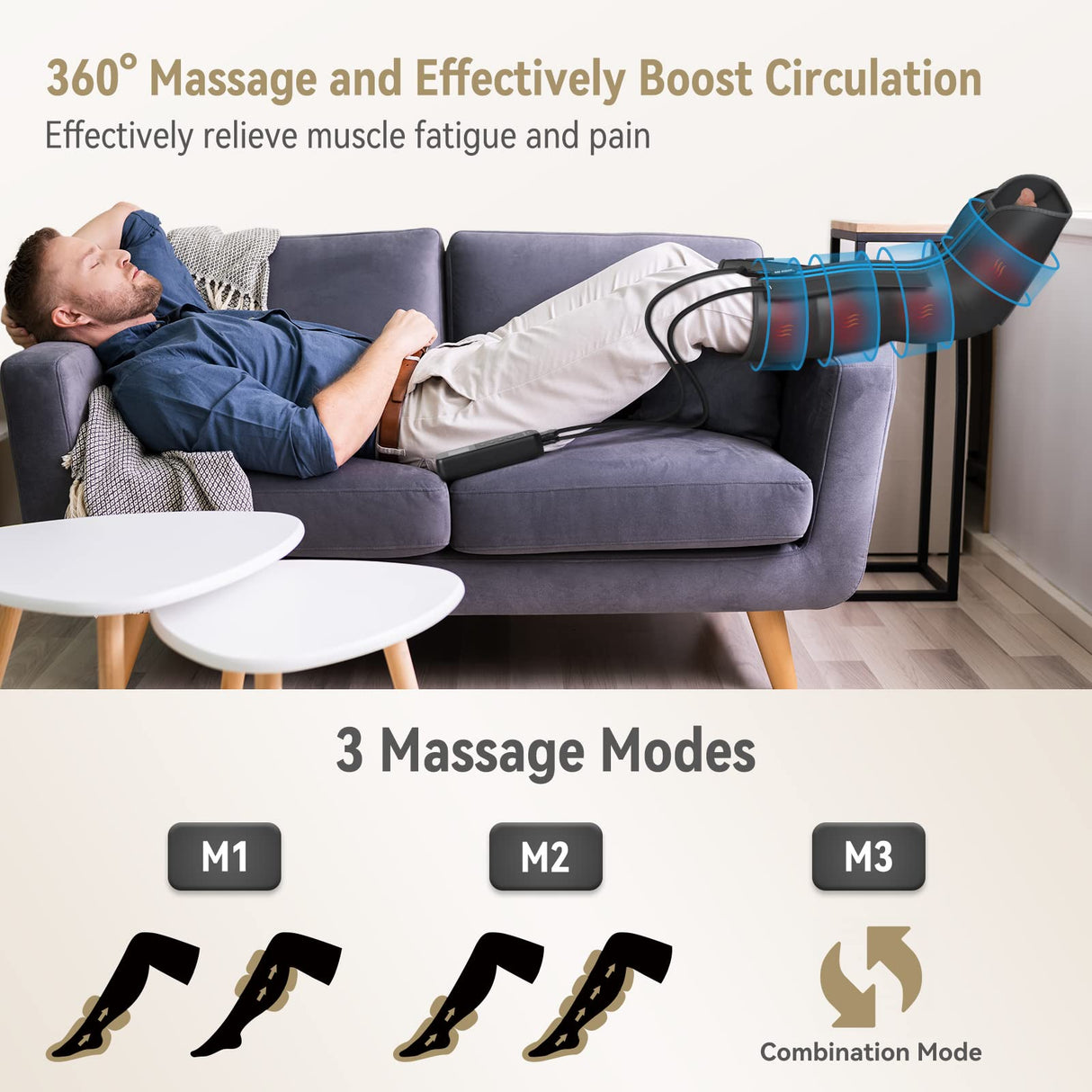 FIT KING Leg Massager with Heat - Upgraded Leg Compression Massage for Circulation and Pain Relief, FSA HSA Approved Compression Boot Foot Calf Massager for Edema, Relax Recover - Gift for Dad Mom