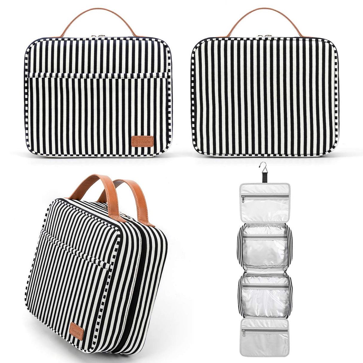 Bosidu Hanging Travel Toiletry Bag, Large Capacity Cosmetic Travel Toiletry Organizer for Women with 4 Compartments & 1 Sturdy Hook, Perfect for Daily Use/Christmas