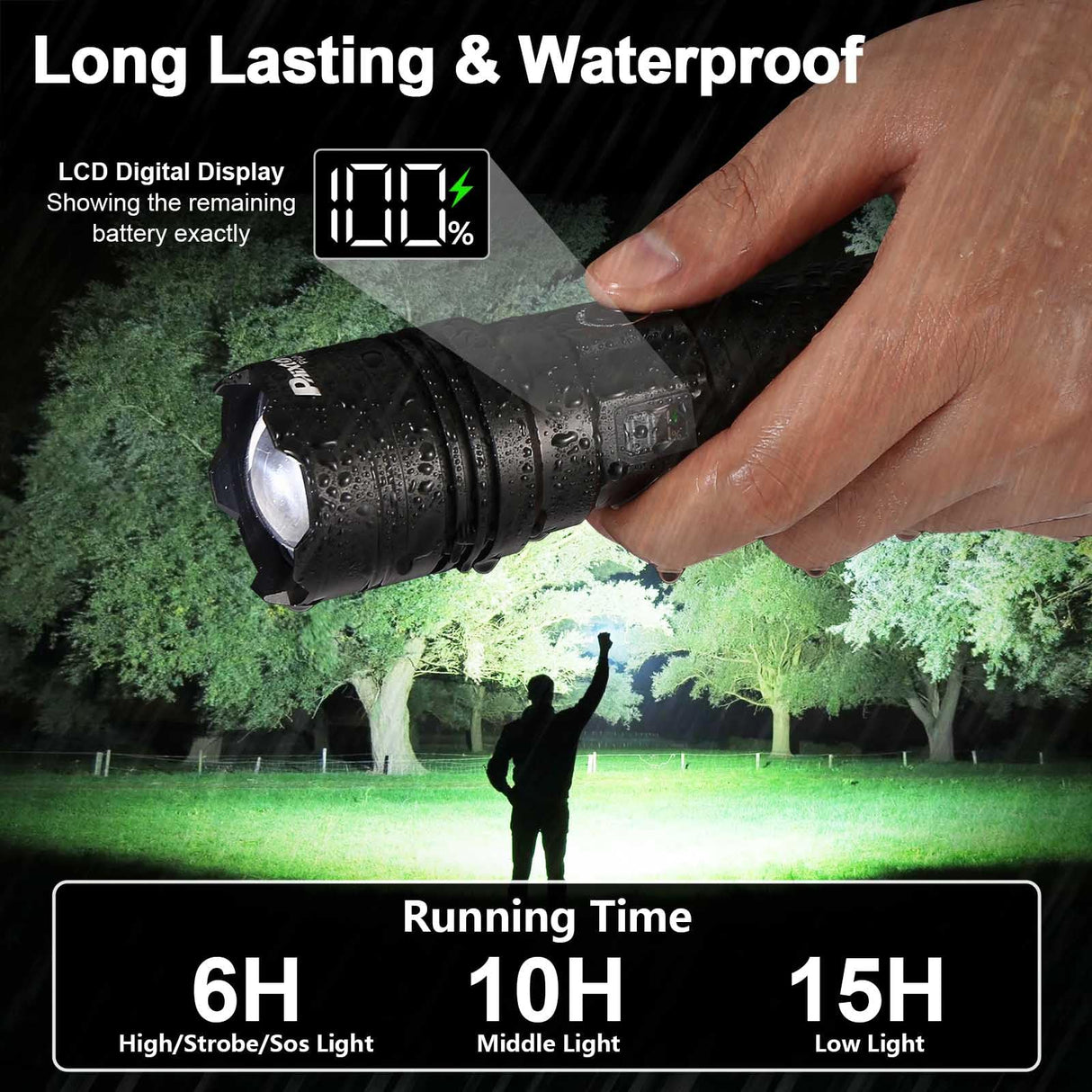 PHIXTON Rechargeable Flashlights 100000 High Lumens Long Range 3280 FT, Super Bright USB C LED Flashlight Long Lasting 15 Hours, Powerful Multifunctional Strong Flash Lights, for Camping