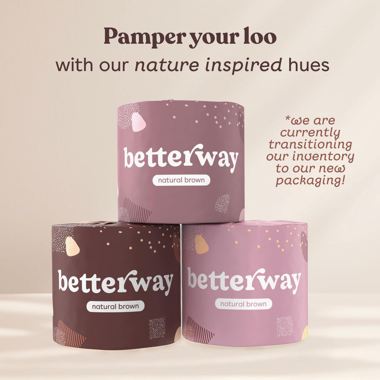Betterway Unbleached Bamboo Toilet Paper Rolls - Eco-Friendly 3 Ply Toilet Tissue - 12 Long-Lasting Rolls - 360 Sheets/Roll - Organic, FSC Certified, Septic Safe TP - Lint-Free, PFAS-Free Bath Tissue