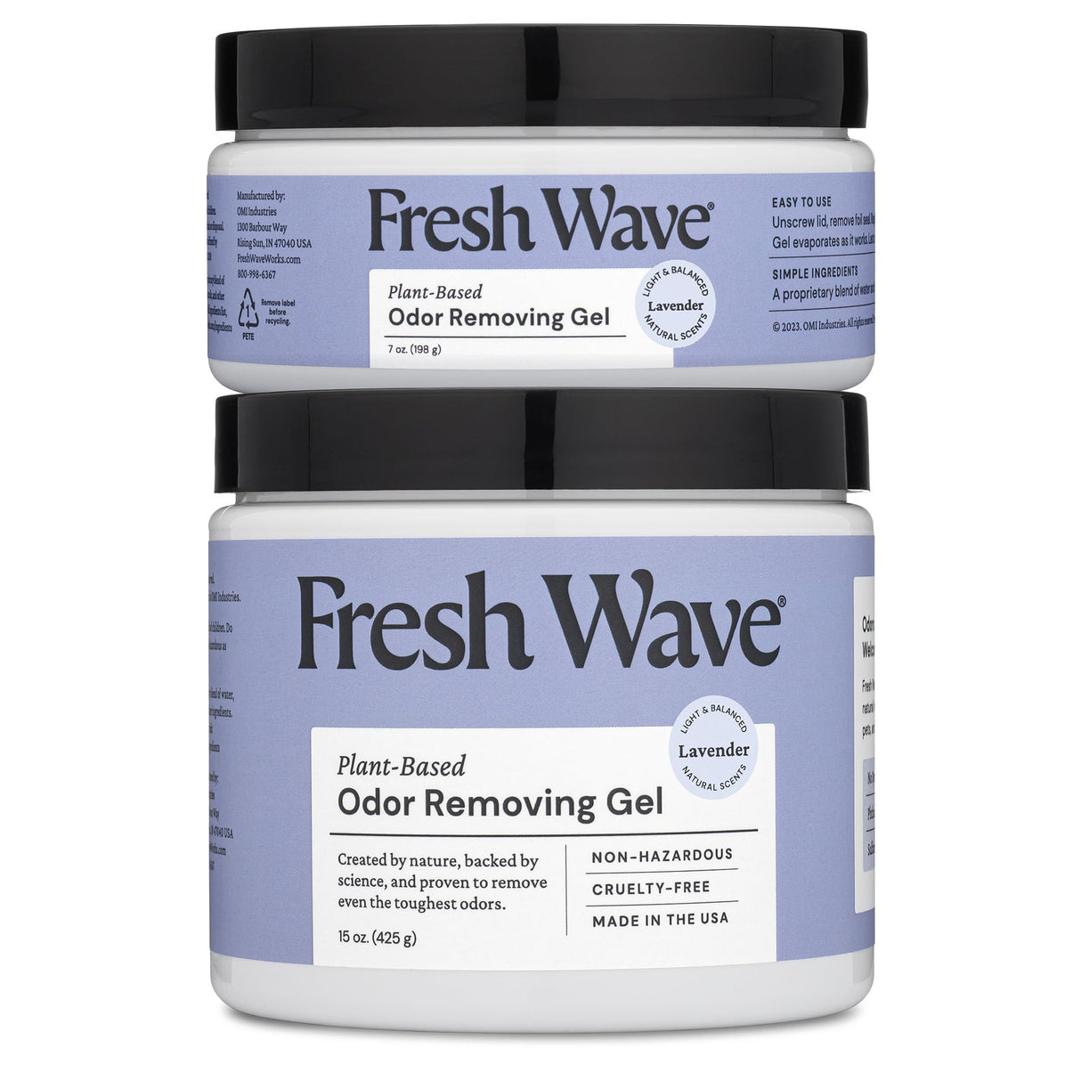 Fresh Wave Lavender Odor Removing Gel, 15 oz. & 7 oz.| Safer Odor Absorbers for Home | Natural Plant-Based Odor Eliminator | Every 7 oz. lasts 30-60 Days | For Cooking, Smoke, Trash & Pets