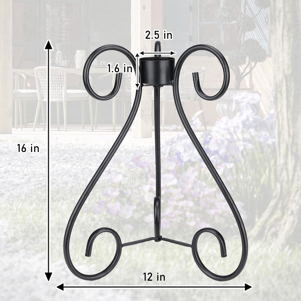 VCUTEKA Gazing Ball Stand, Metal Gazing Globe Stand for 10-12 Inch Garden Gazing Globe, Indoor/Outdoor Display Stand Décor Accessories, Black 16" H