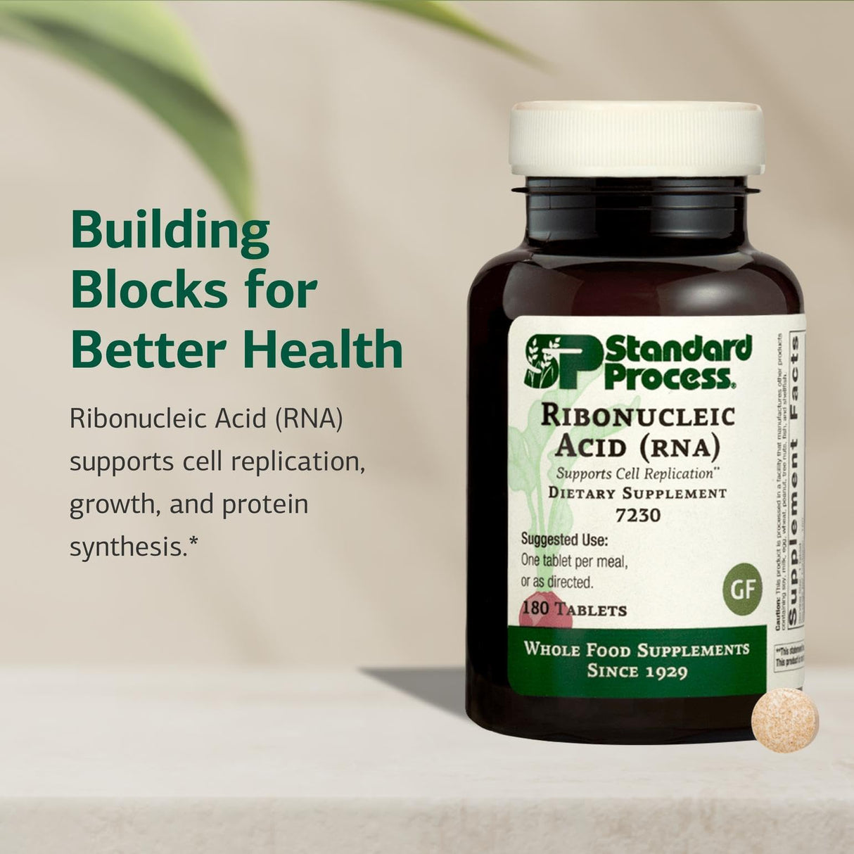 Standard Process Inc. Ribonucleic Acid (RNA) - RNA Supplement with Calcium, and Magnesium Citrate - Vegetarian, Gluten Free - 180 Tablets