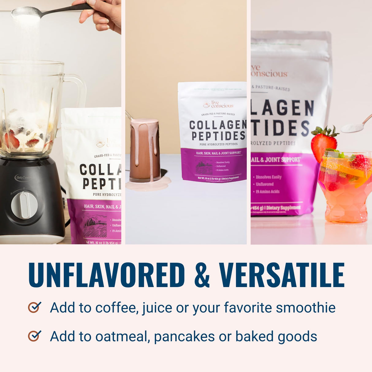 Collagen Peptides Powder - Naturally-Sourced Hydrolyzed Collagen Powder - Hair, Skin, Nail, and Joint Support - Type I & III Grass-Fed Collagen Supplements for Women and Men - 41 Servings - 16oz