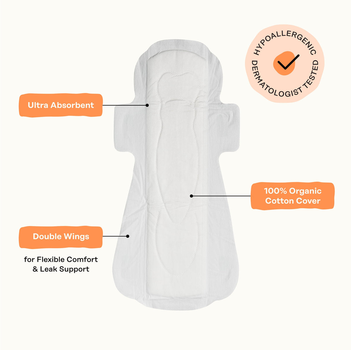 The Honey Pot Company - 48ct - Sanitary Pads for Women - Non-Herbal Overnight w/Wings - Organic Cotton Cover & Ultra-Absorbent Pulp Core - Feminine Care - FSA & HSA Eligible