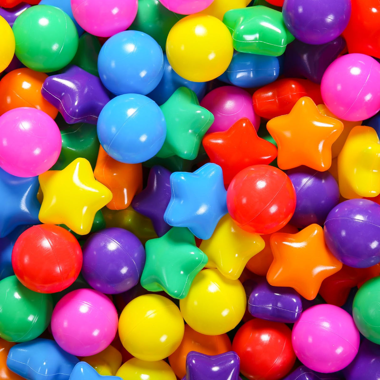 STARBOLO Ball Pit Balls - 200 Bulk Mixed Rainbow Stars Crush Proof Plastic Children's Toy Balls Star Ocean Balls for Birthday Party Christmas Water Toy Indoor Outdoor