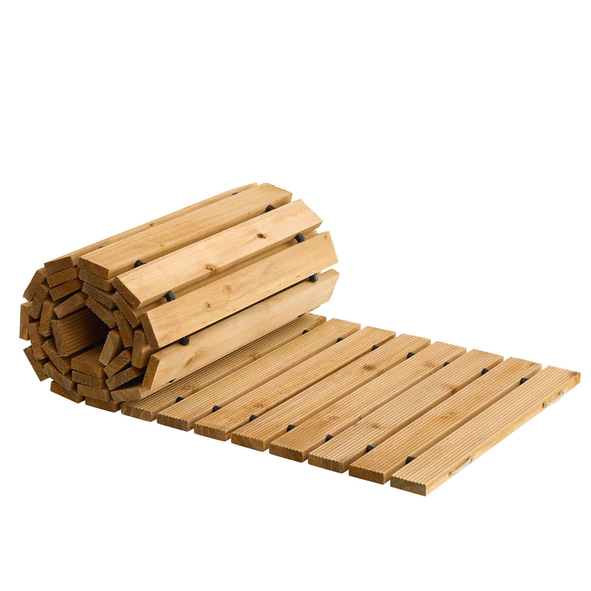 FILWH Wooden Garden Pathway Outdoor Roll-Out Walkway Weather-Resistant Fir Wood Curved or Straight Boardwalk Decorative Garden for Backyard,Beach,Wedding Party Pathways (Natural, 8FT Straight)
