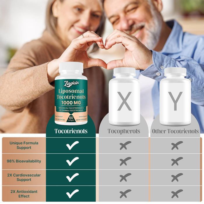 Vitamin E Tocotrienols - Liposomal Tocotrienols Supplement 1000mg, Highly Absorbable Delta Tocotrienol and Gamma Tocotrienol for Cardiovascular, Bone Health, and Antioxidant Support, 120 Softgels