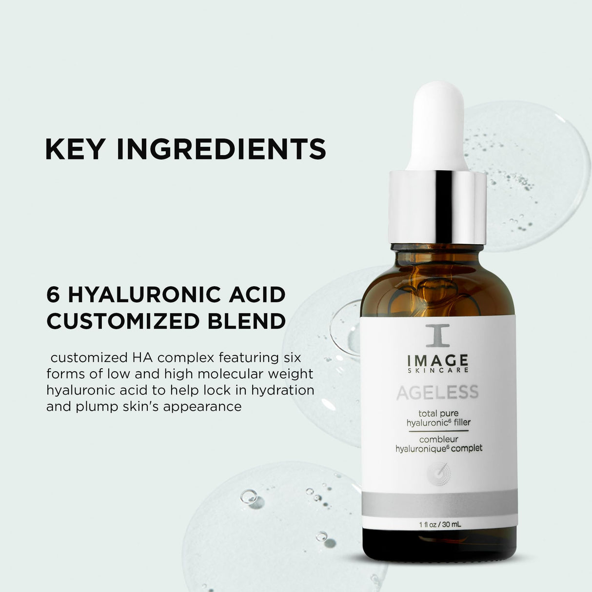 IMAGE Skincare, AGELESS Total Pure Hyaluronic 6 Filler, Facial Hydration Serum, Fill in Look of Fine Lines and Smooth Appearance of Wrinkles, 1 fl oz