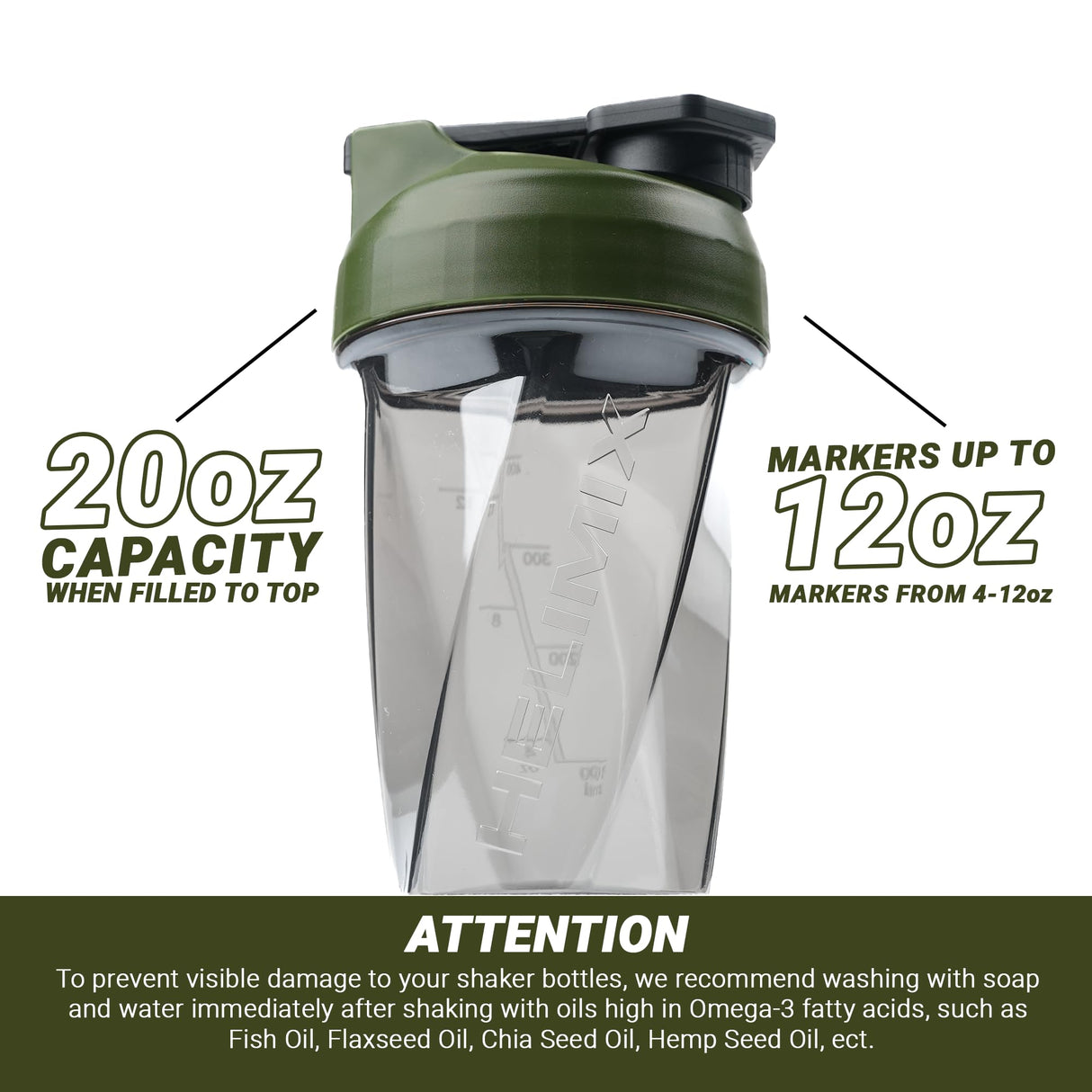 HELIMIX 1.5 Vortex Blender Shaker Bottle Holds Upto 20oz | No Blending Ball or Whisk | USA Made | Portable Pre Workout Whey Protein Drink Shaker Cup | Mixes Cocktails Smoothies Shakes | Top Rack Safe