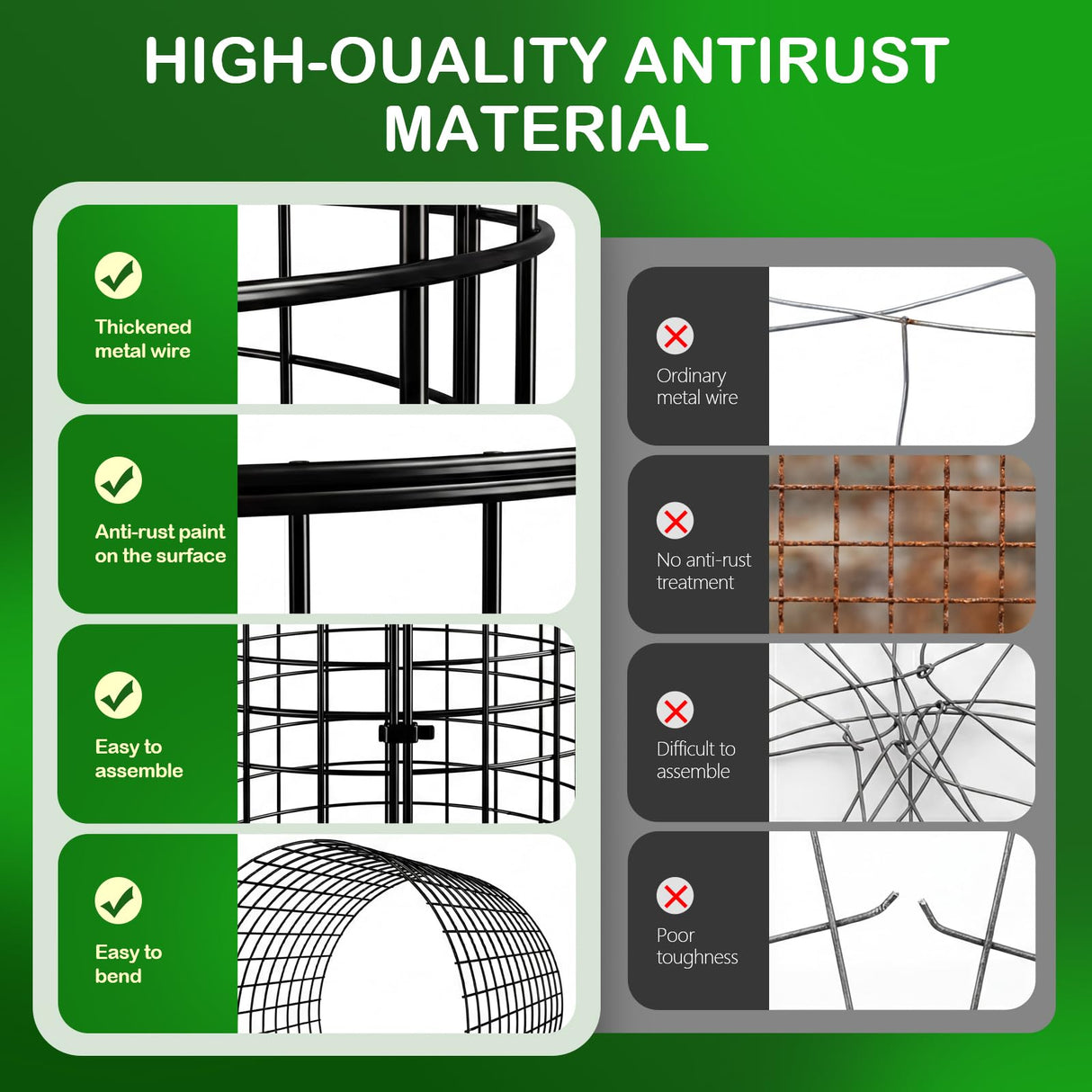 8 Pack Plant Protector from Animals, Wire Mesh Plant Cages for Garden – Sturdy Metal Plant Protectors to Keep Rabbits, Squirrels, and Animals Out – Ideal for Vegetables, Flowers, and Outdoor Plants