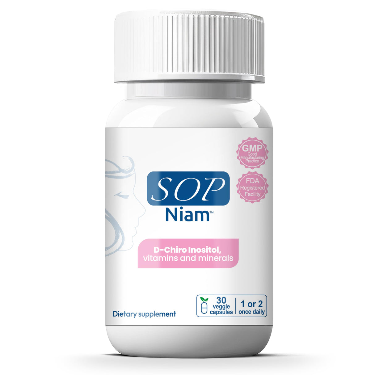 PCOS SOP Niam | D-Chiro Inositol Supplement - 500mg | Folic Acid, Vitamin B6, B12, D3 & Biotin | Polycystic Ovary Syndrome | Hormonal Balance | 30 Capsules