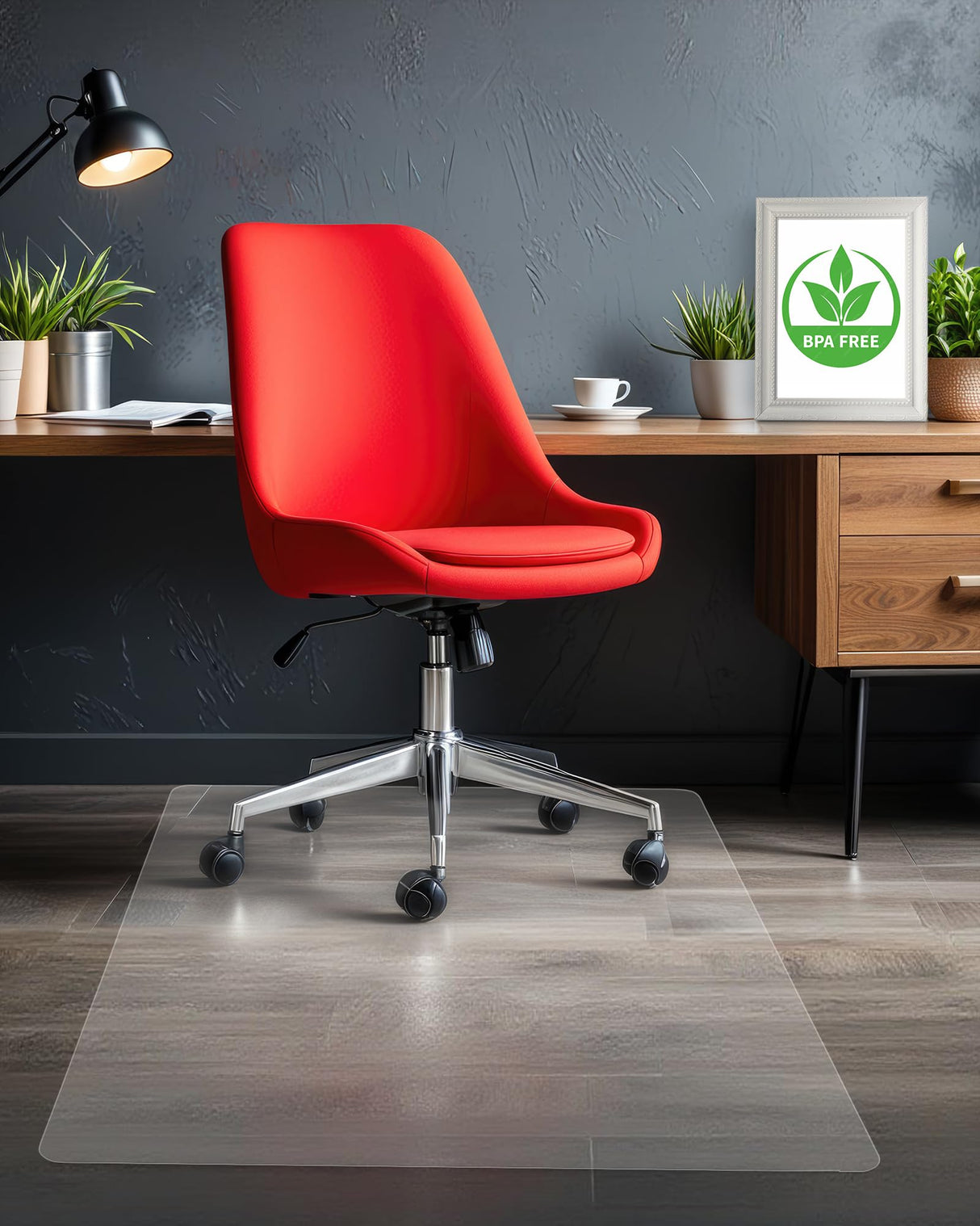 36"x48" Office Chair Mat for Hardwood Floor - Clear Desk Chair Mat, Non-Slip Floor Protector for Rolling Chairs, Rectangular Shape Compatible for Office and Gaming Chairs for Wood, Tile & Hard Floors