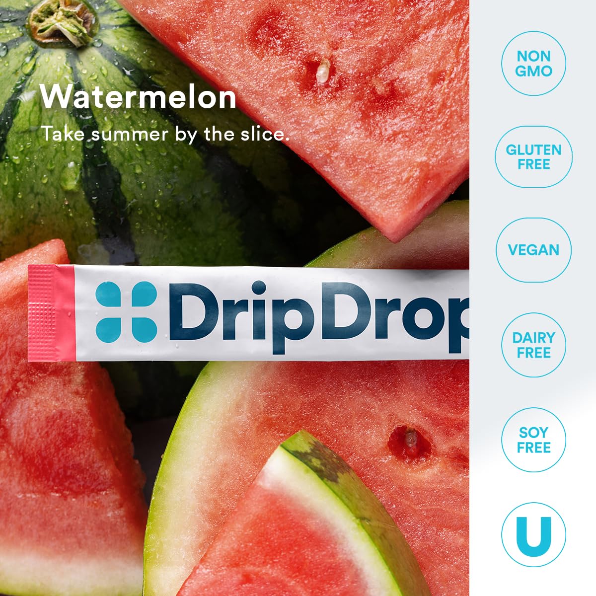 DripDrop Sugar Free Hydration Packets - Zero Watermelon - Single Serve Electrolytes Powder Drink Mix - Non-GMO, Gluten Free, Vegan - 32 Sticks