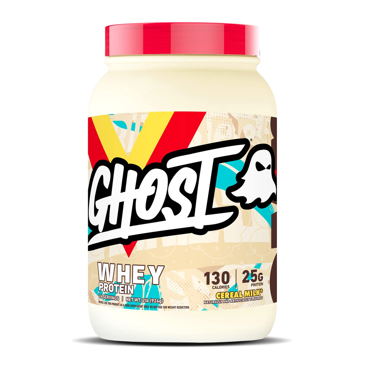 GHOST Whey Protein Powder, Cereal Milk - 2LB Tub, 25G of Protein - Flavored Isolate, Concentrate & Hydrolyzed Whey Protein Blend - Post Workout Shakes - Soy & Gluten Free