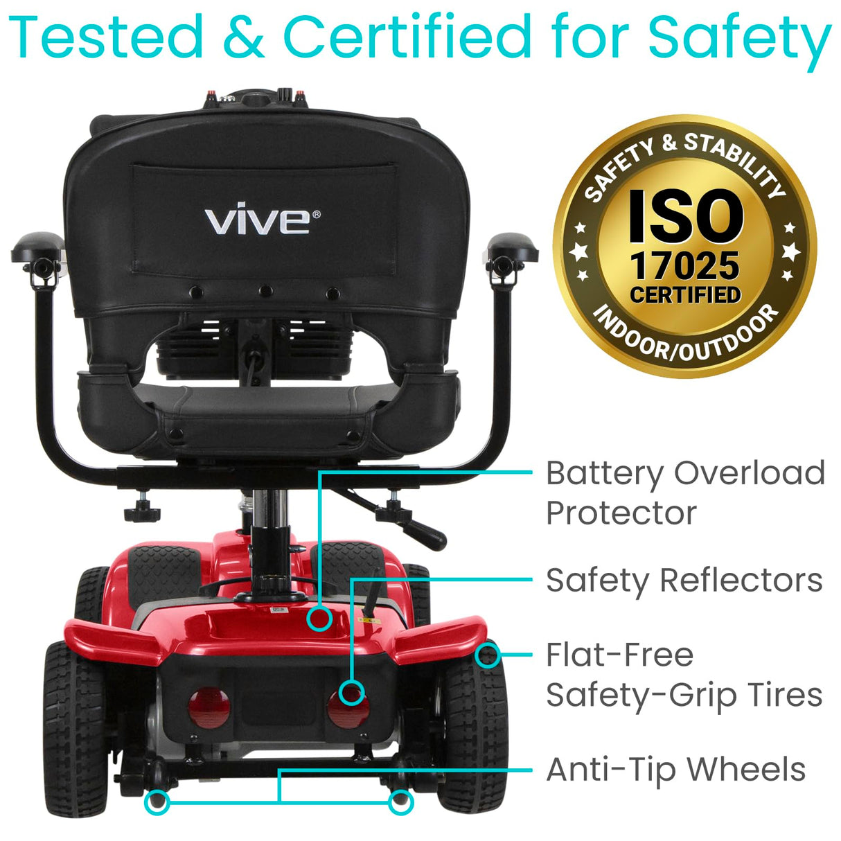 Vive 4 Wheel Mobility Scooter - Electric Powered Wheelchair Device - Compact Heavy Duty Mobile for Travel, Adults, Elderly - Long Range Power Extended Battery with Charger & Basket (FSA/HSA Eligible)
