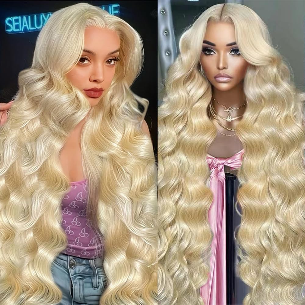 JINNOO 30 Inch 613 13x6 Lace Front Wig Human Hair 200 Density Blonde Wig Human Hair 613 HD Lace Frontal Wig Body Wave Lace Front Wigs Human Hair Pre Plucked Glueless Blonde Human Hair Wigs
